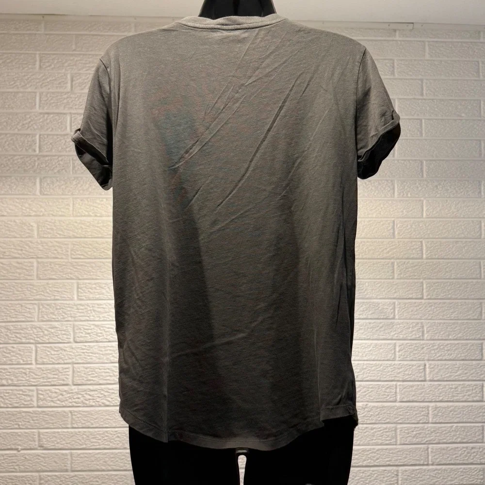 Polo Ralph Lauren Womens Gray V‎ Neck T Shirt Casual Top Short Sleeve